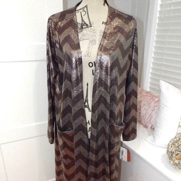 Elegant Lularoe Large Sarah Black Silver Rose Gold - Picture 1 of 4